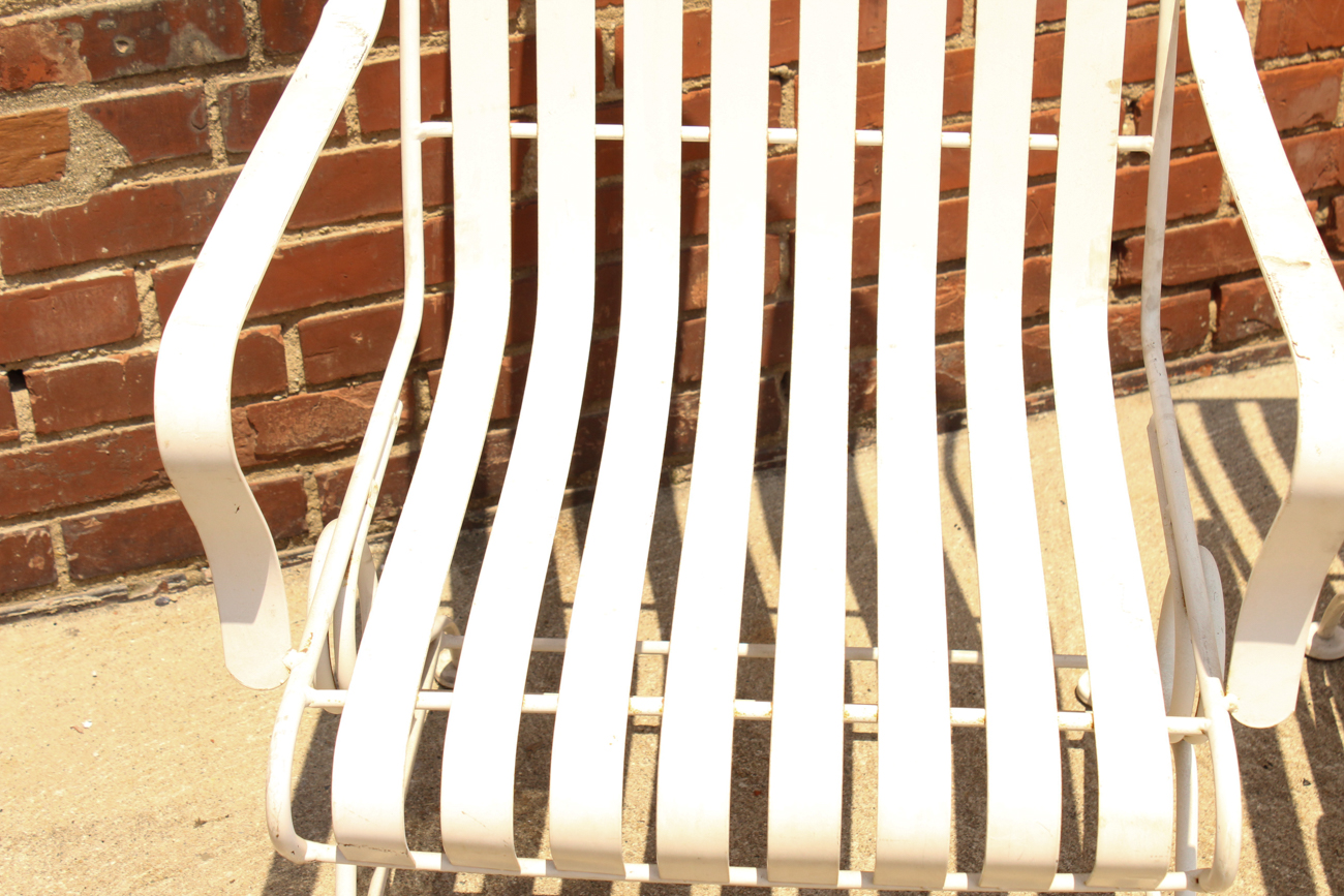 Pair of White Metal Outdoor Rocking Chairs