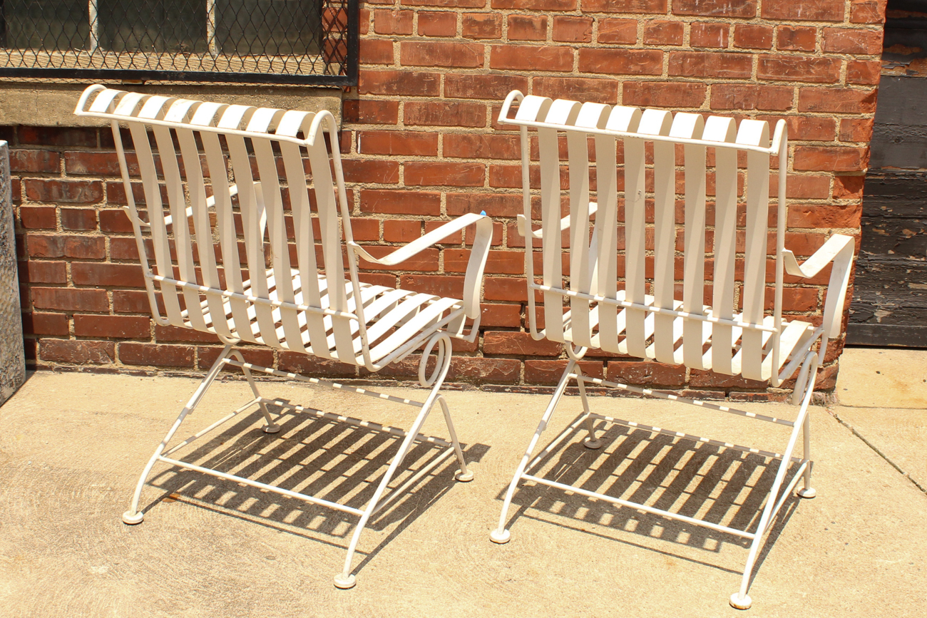 Pair of White Metal Outdoor Rocking Chairs