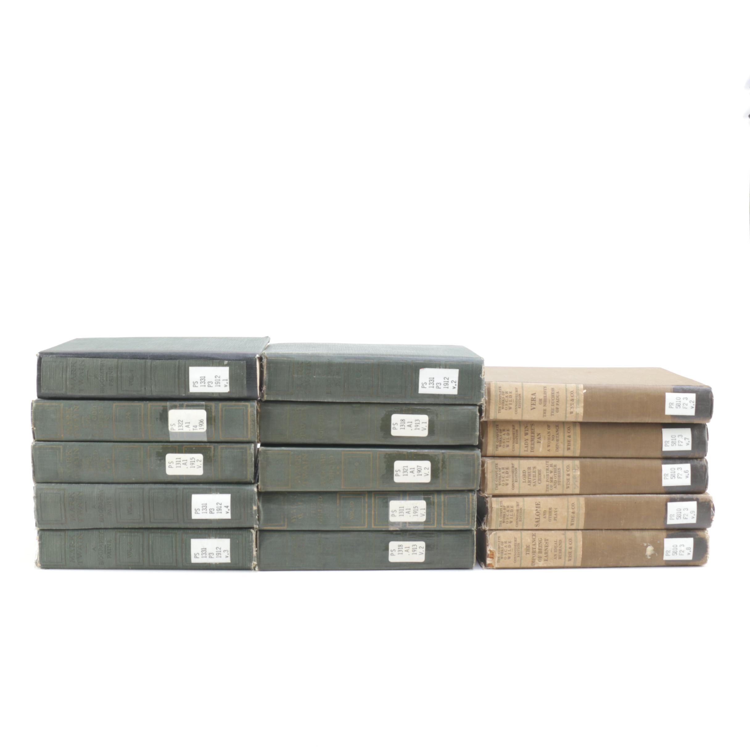 Antique Mark Twain and Vintage Oscar Wilde Book Collection