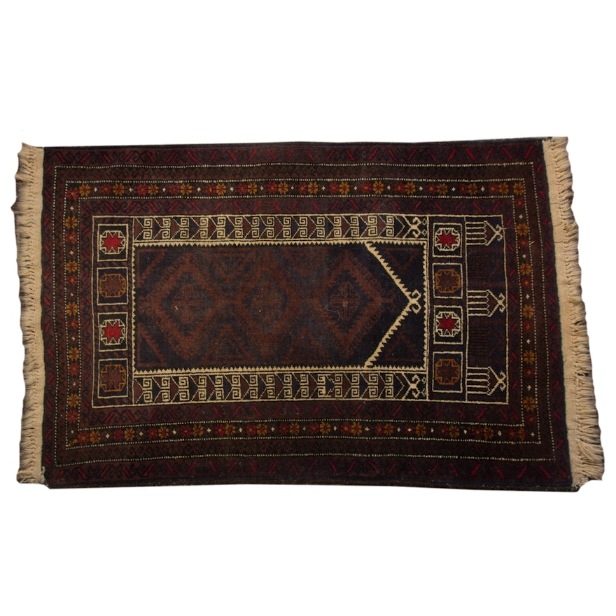 Hand-Knotted Caucasian Kazak Prayer Rug