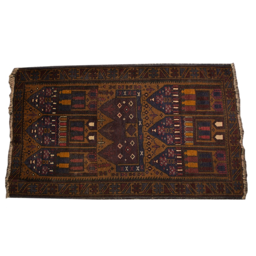 Hand-Knotted Quchan Wool Prayer Rug