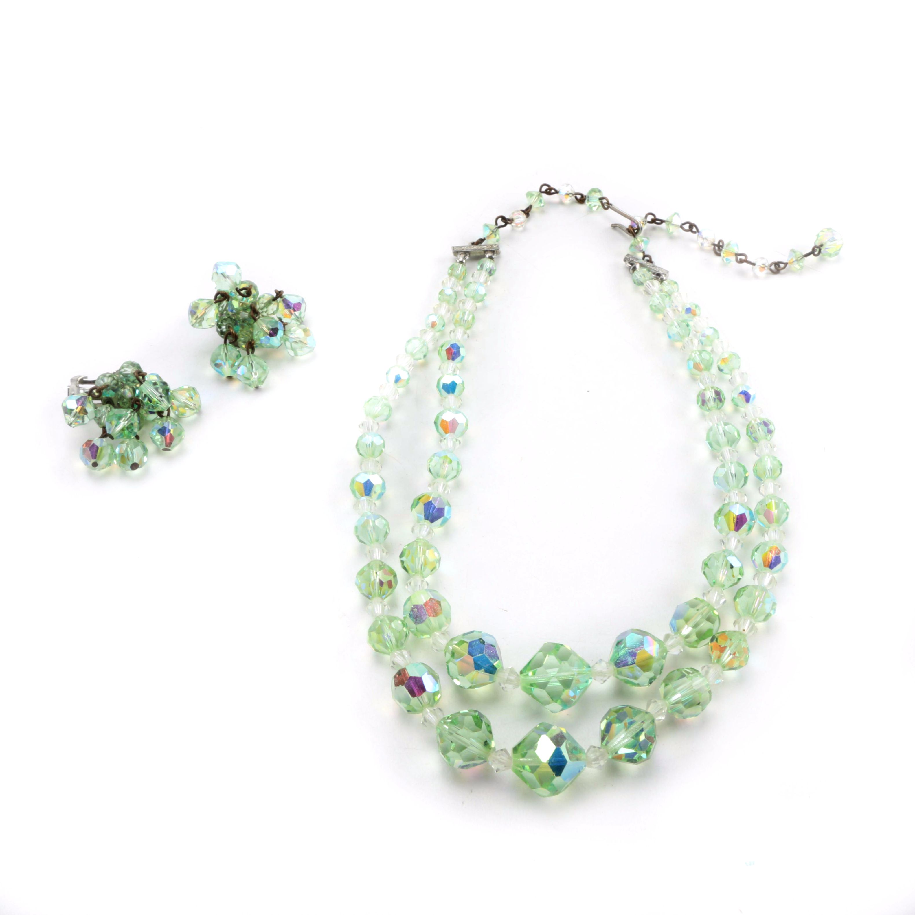 Vintage Beaded Necklace and Earring Set