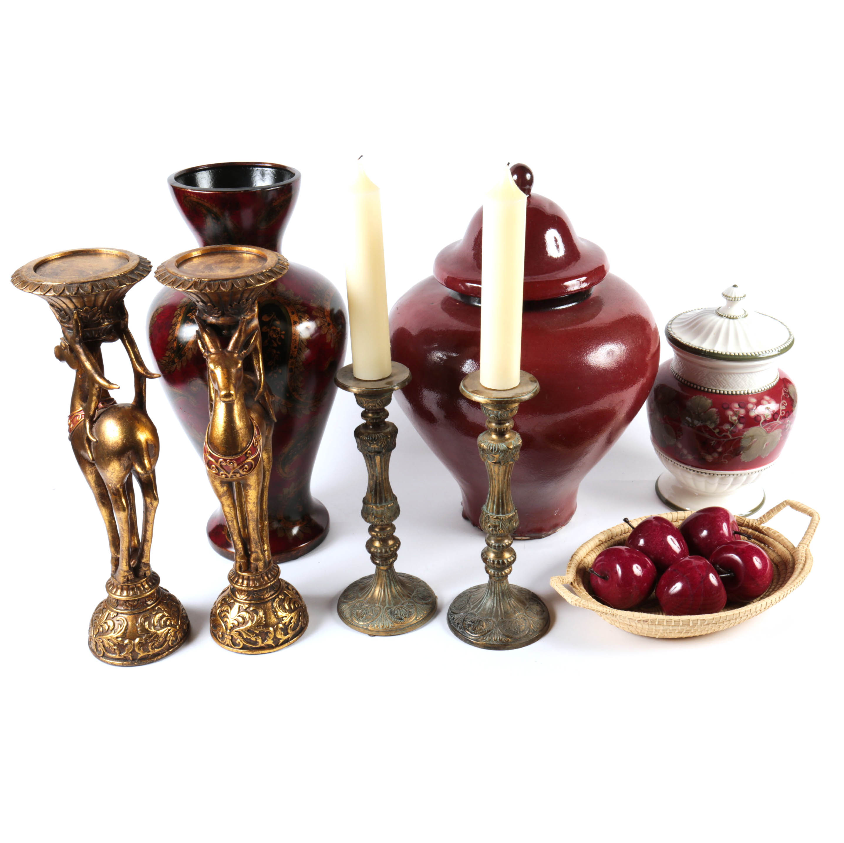 Red and Gold Colored Decor and Accessories