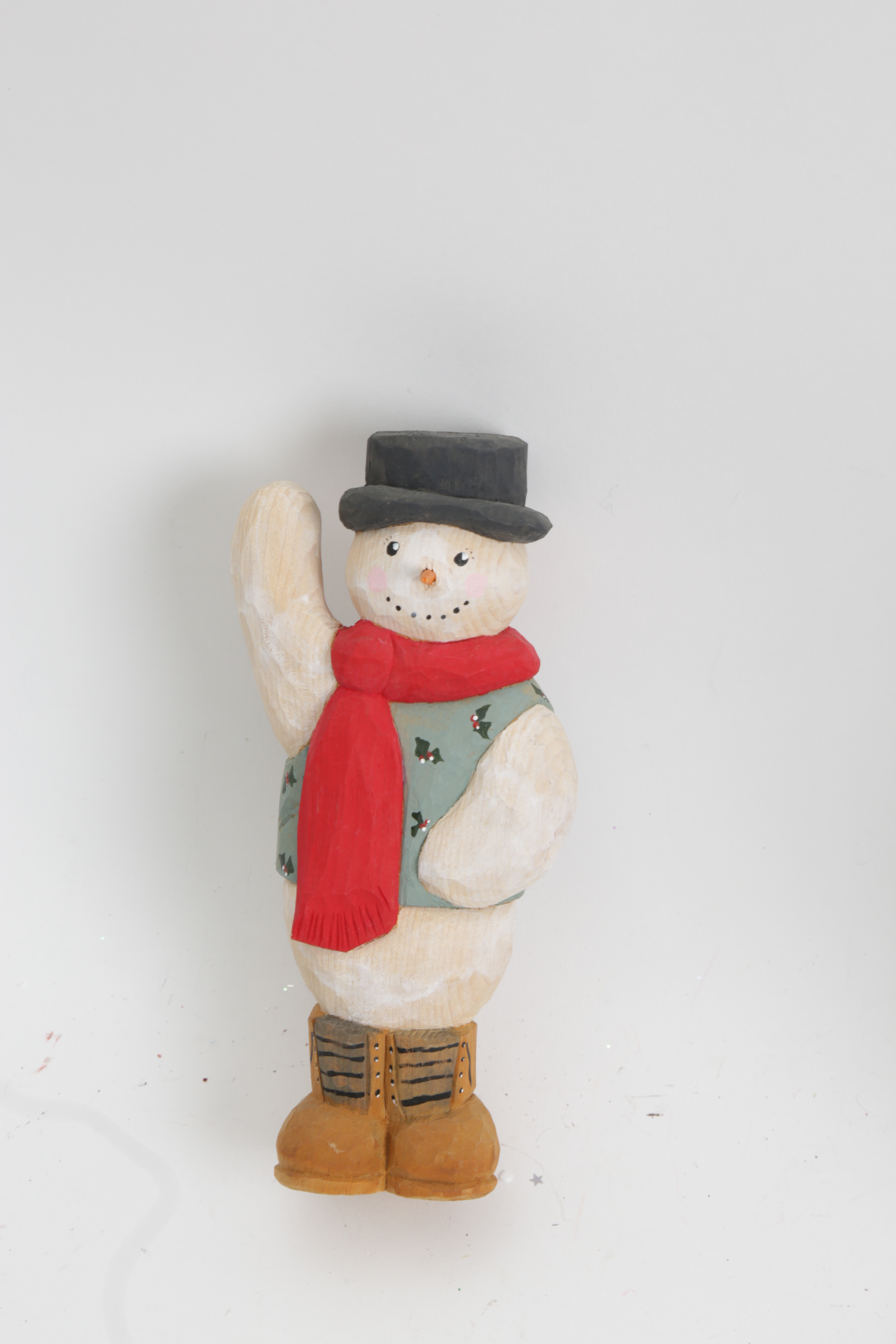 Assortment of Hand Painted Wood Santa and Snowman Carvings
