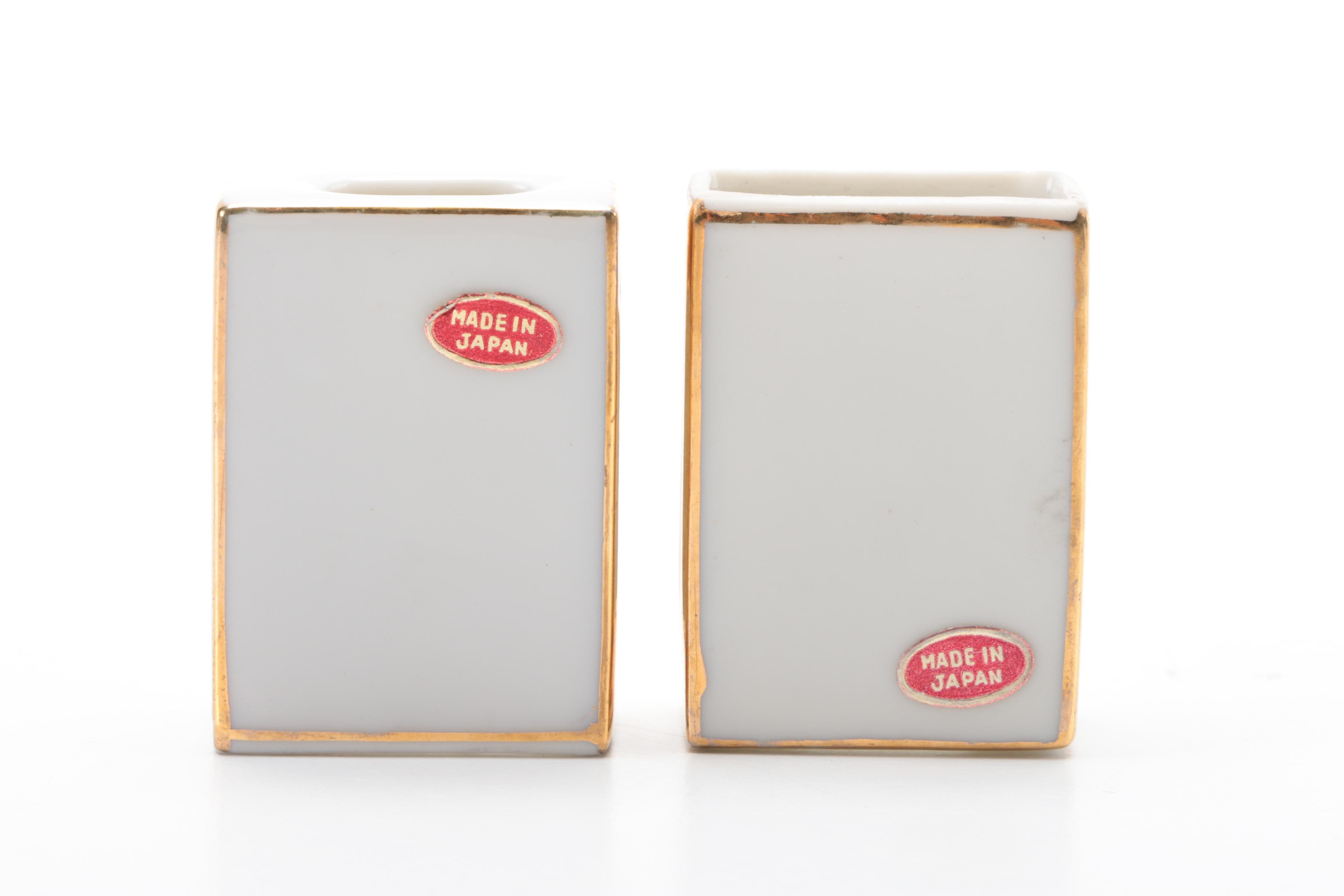 Gold and Ivory Toned Fleur De Lis Smoking Sets