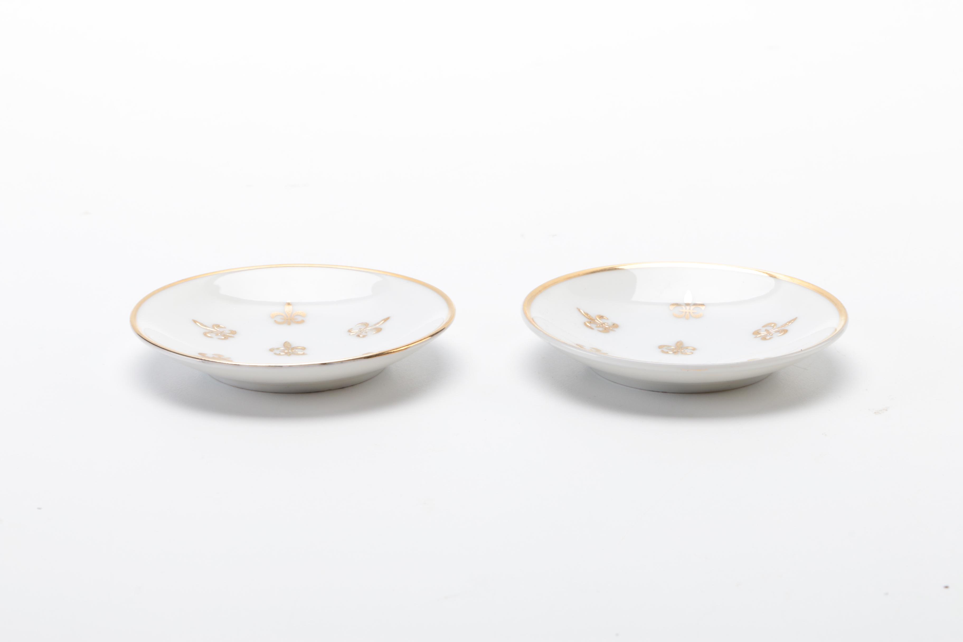 Gold and Ivory Toned Fleur De Lis Smoking Sets