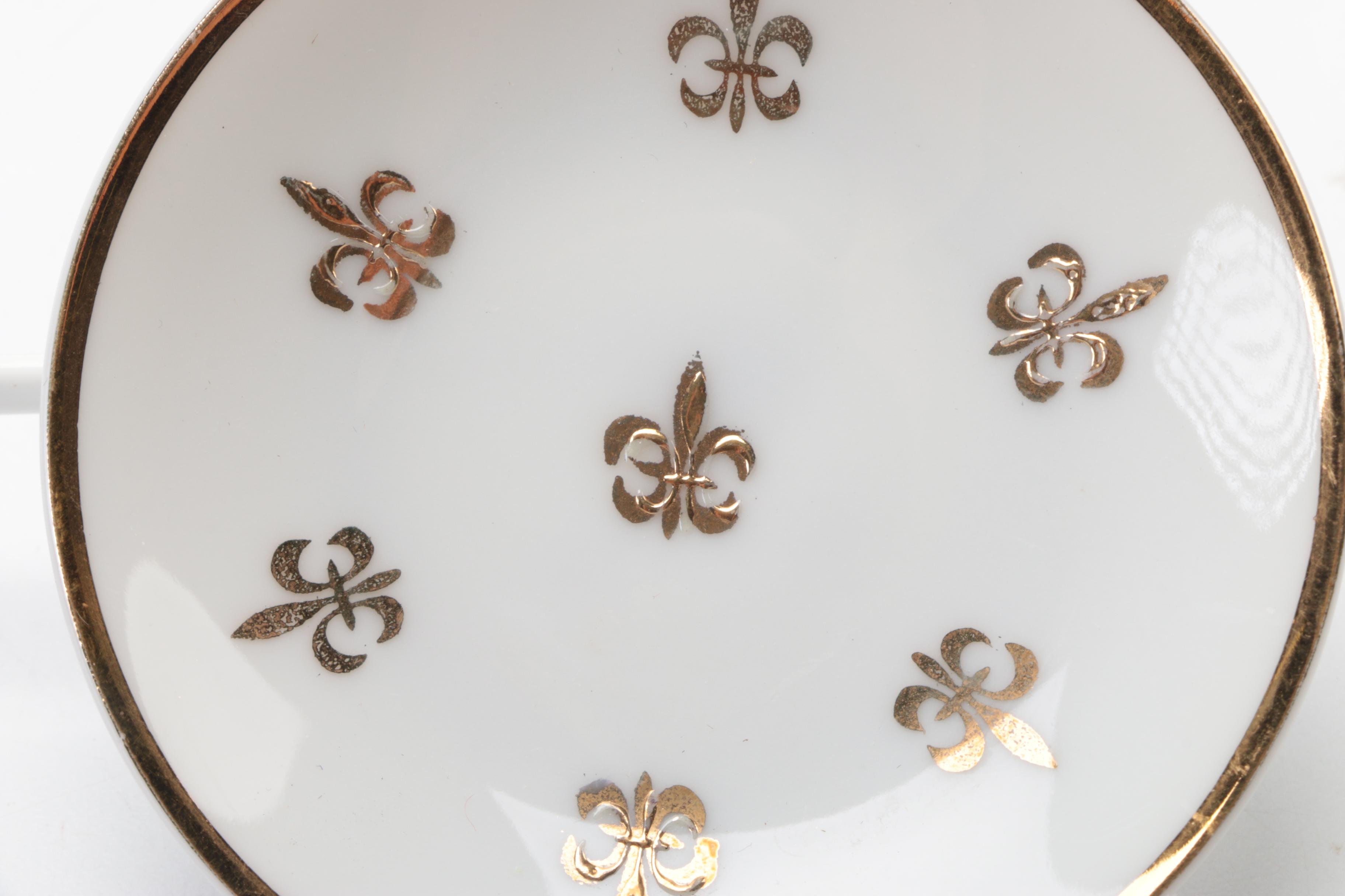 Gold and Ivory Toned Fleur De Lis Smoking Sets