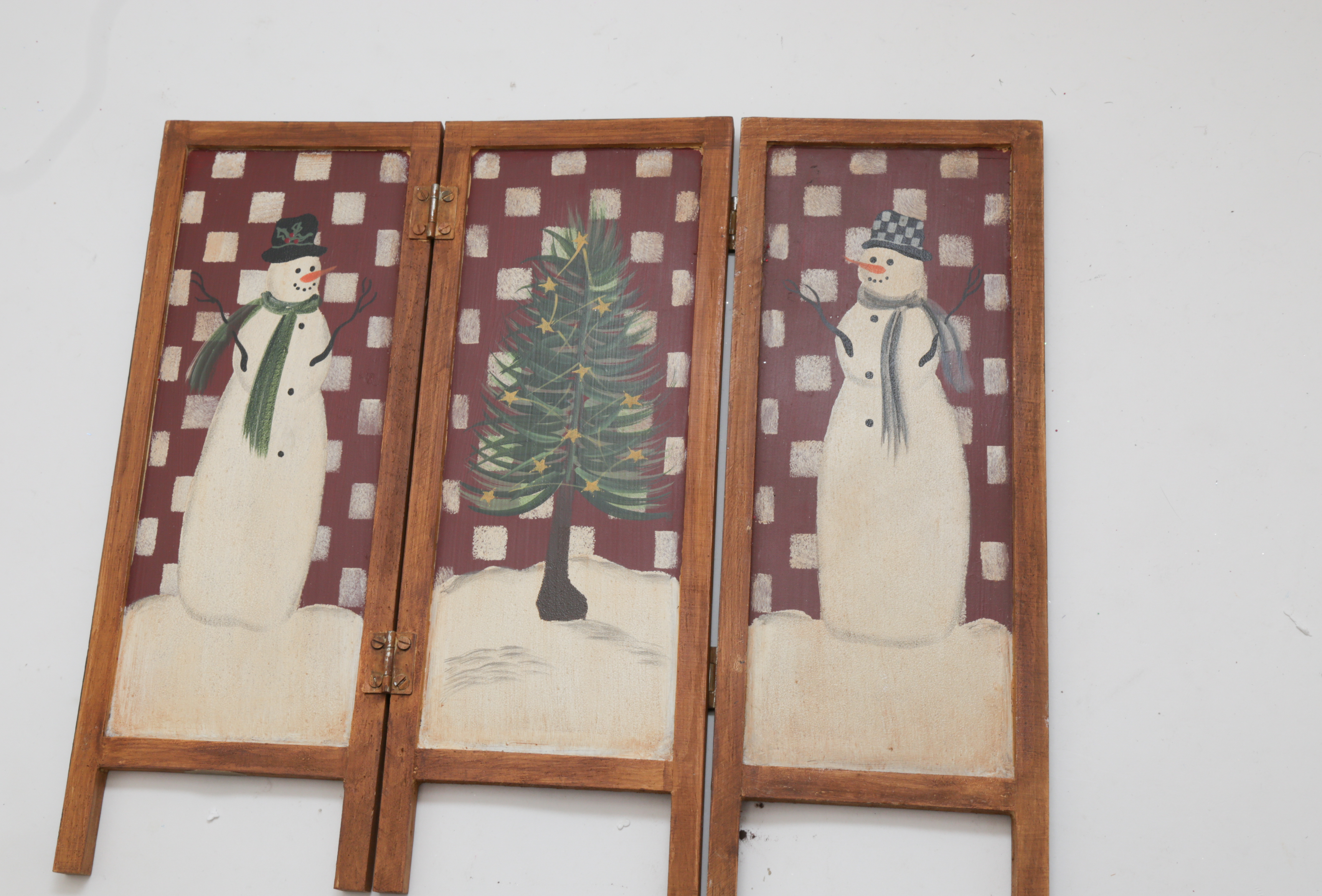 Assortment of Hand Painted Wood Santa and Snowman Carvings