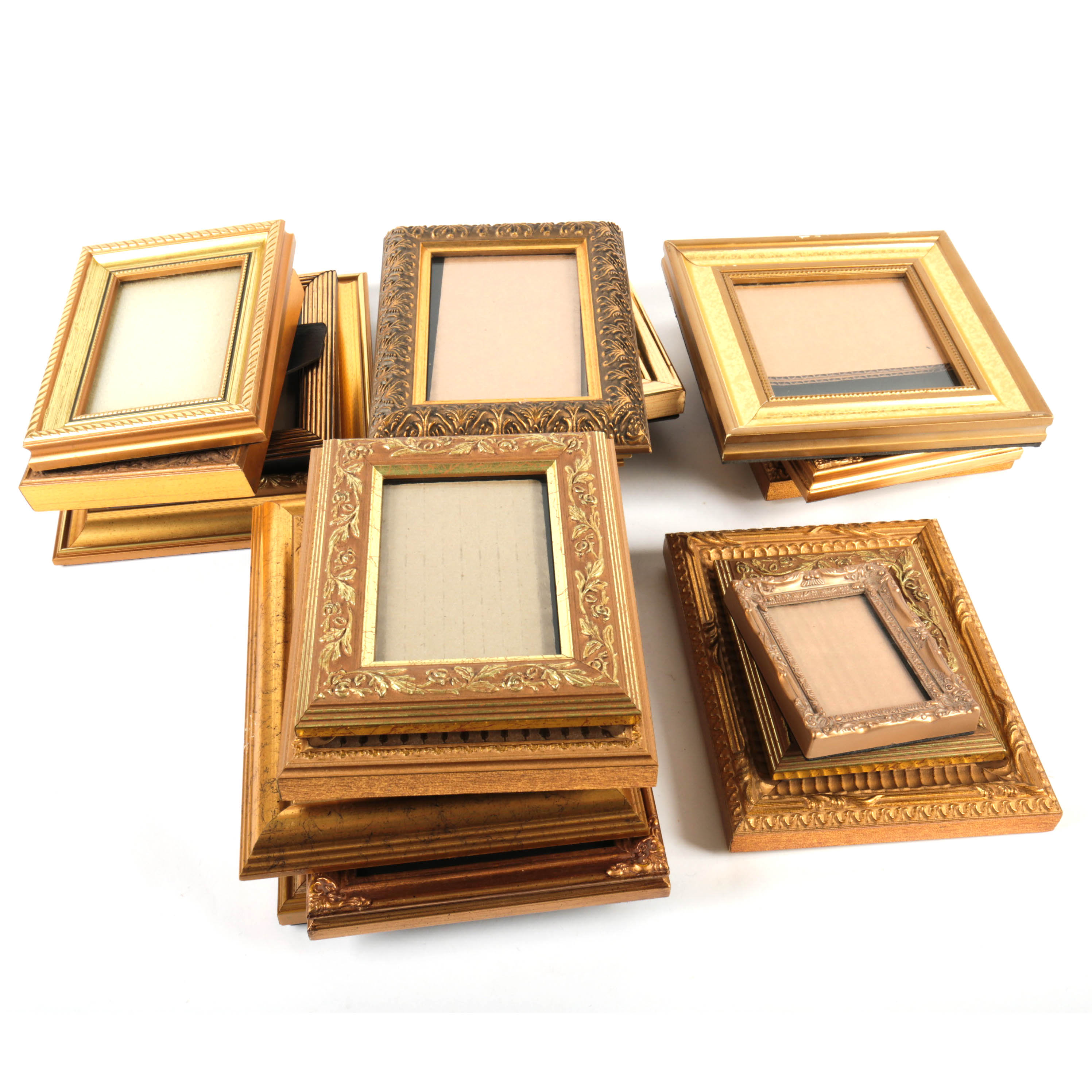 Generous Assortment of Gold Tone Picture Frames