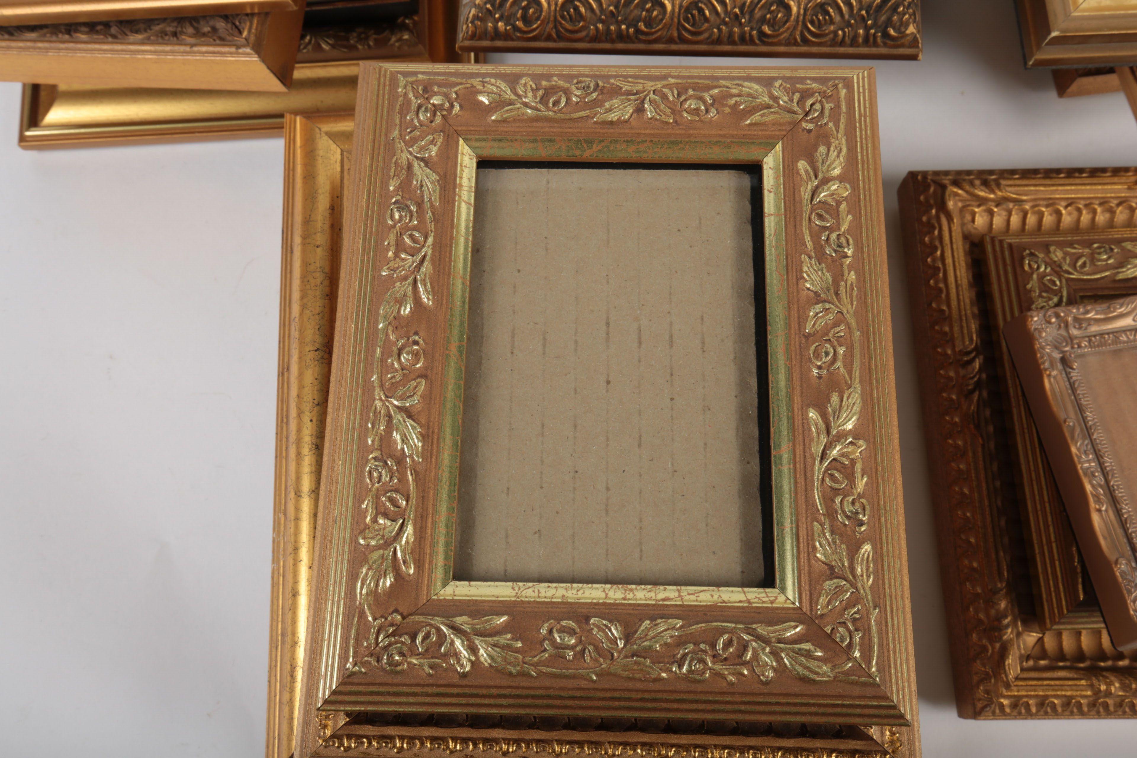 Generous Assortment of Gold Tone Picture Frames
