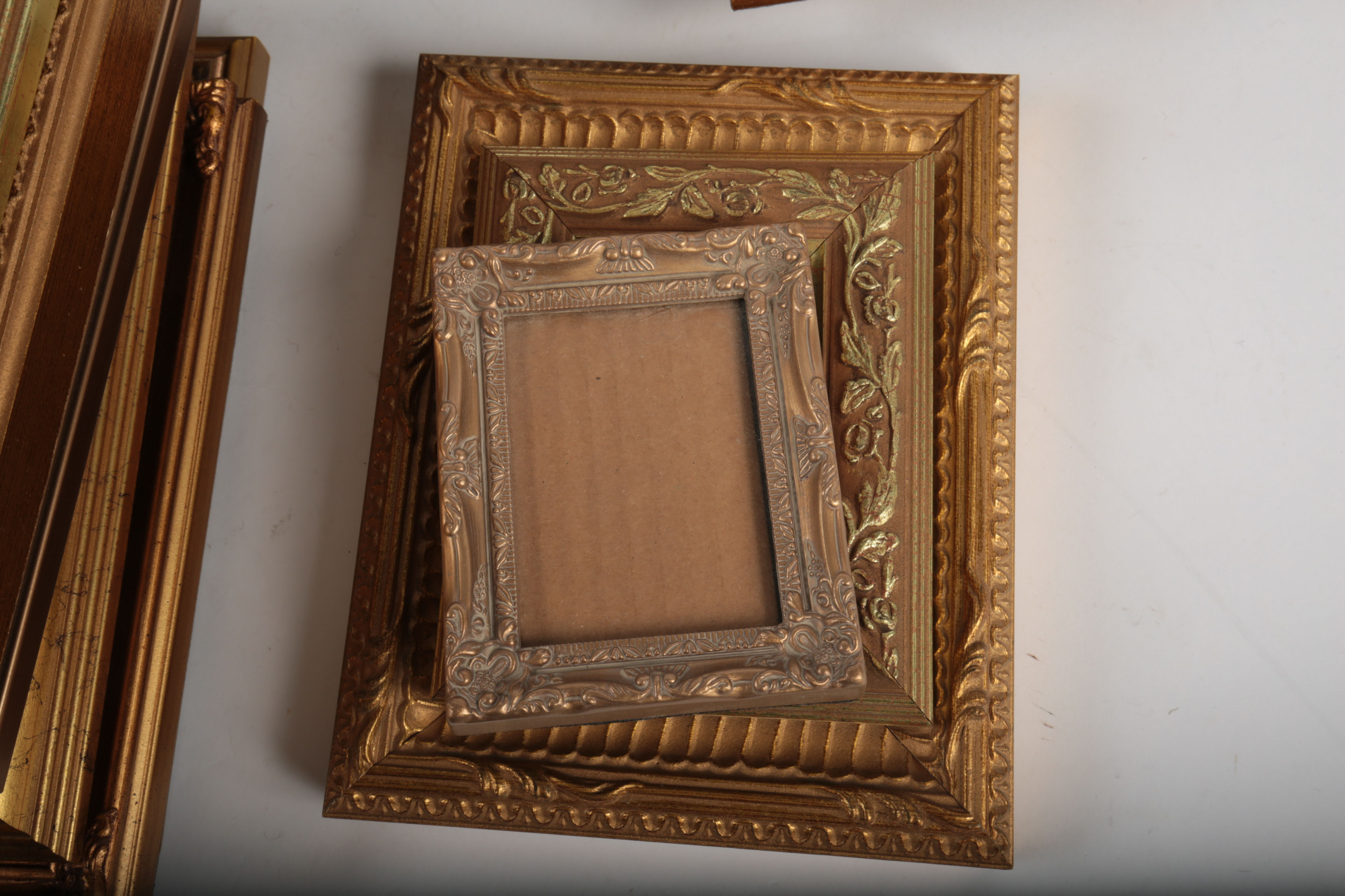 Generous Assortment of Gold Tone Picture Frames