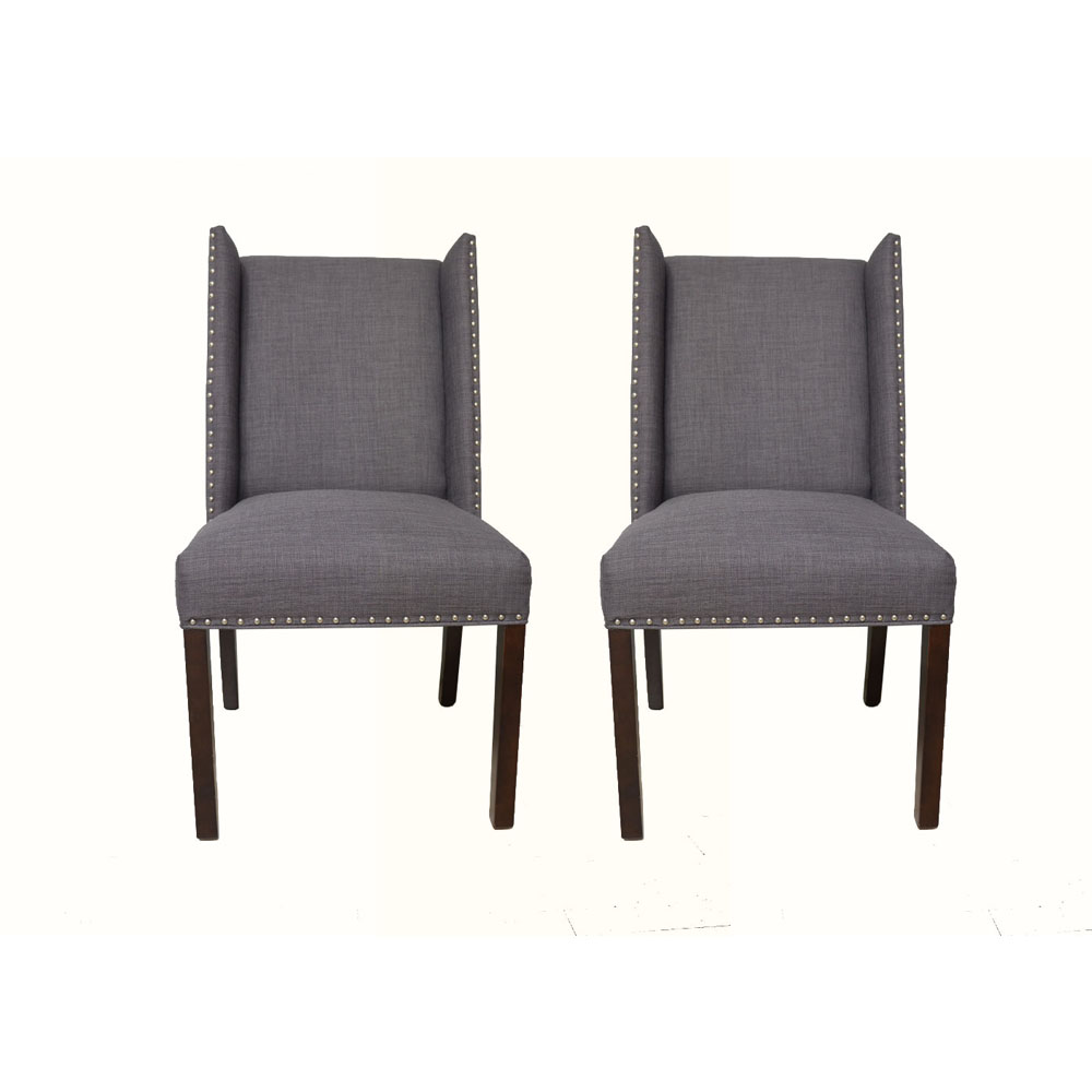 Pair of Gray Upholstered Side Chair
