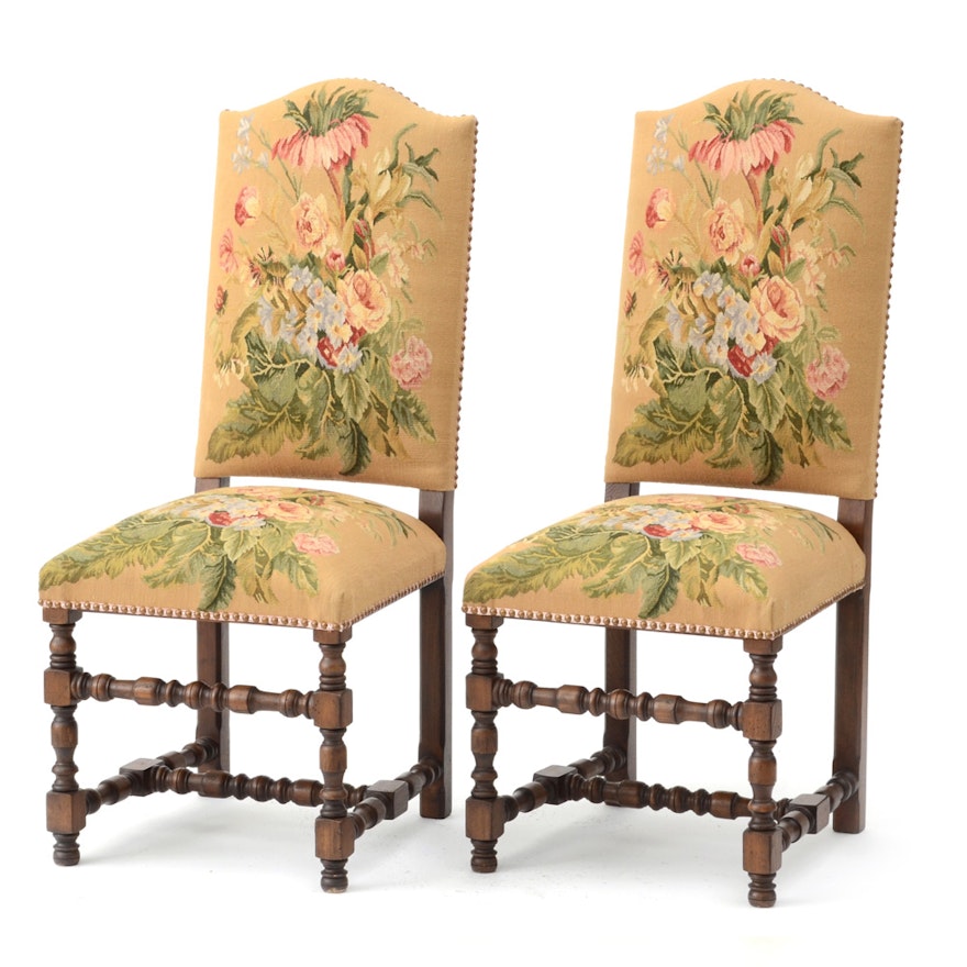 Pair of Reproduction Henry II Oak Side Chairs