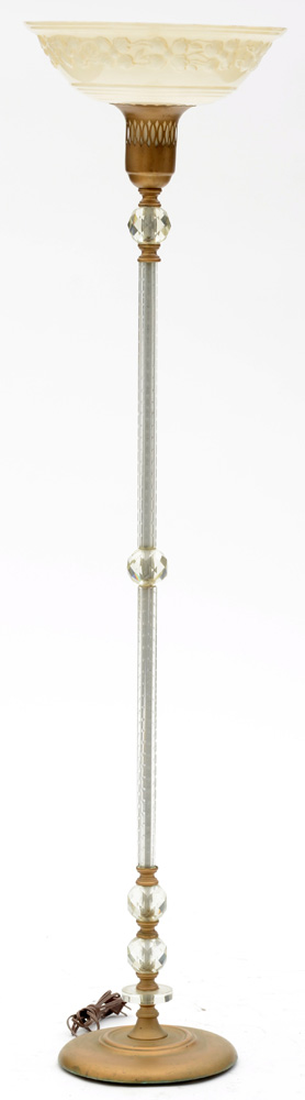 Mid-Century Brass and Glass Floor Lamp