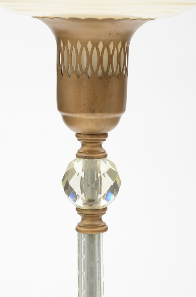 Mid-Century Brass and Glass Floor Lamp