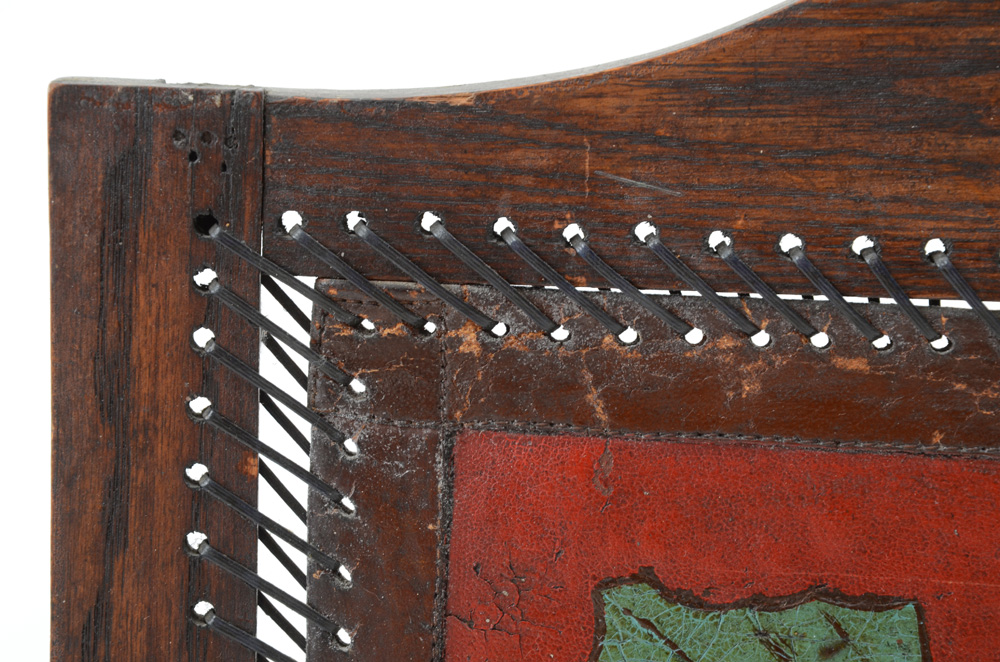 Decorative Leather Screen with Painted Dragon