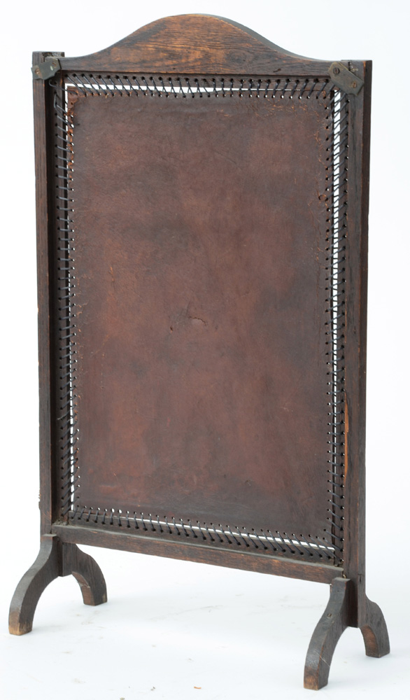 Decorative Leather Screen with Painted Dragon