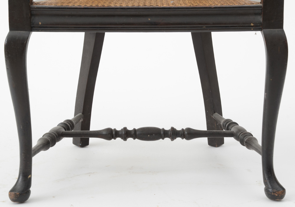 Vintage Caned Armchair with Footstool