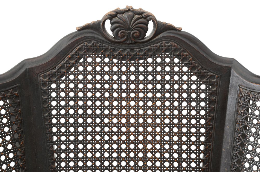 Vintage Caned Armchair with Footstool