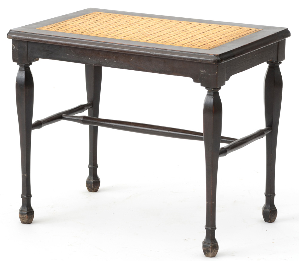 Vintage Caned Armchair with Footstool