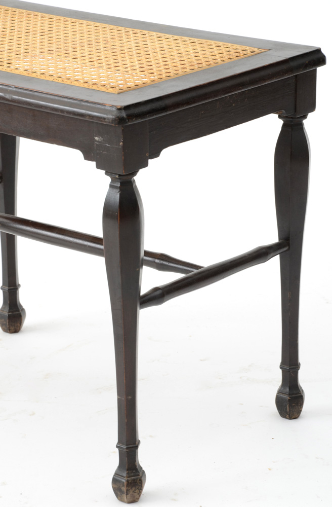 Vintage Caned Armchair with Footstool