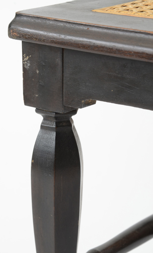 Vintage Caned Armchair with Footstool