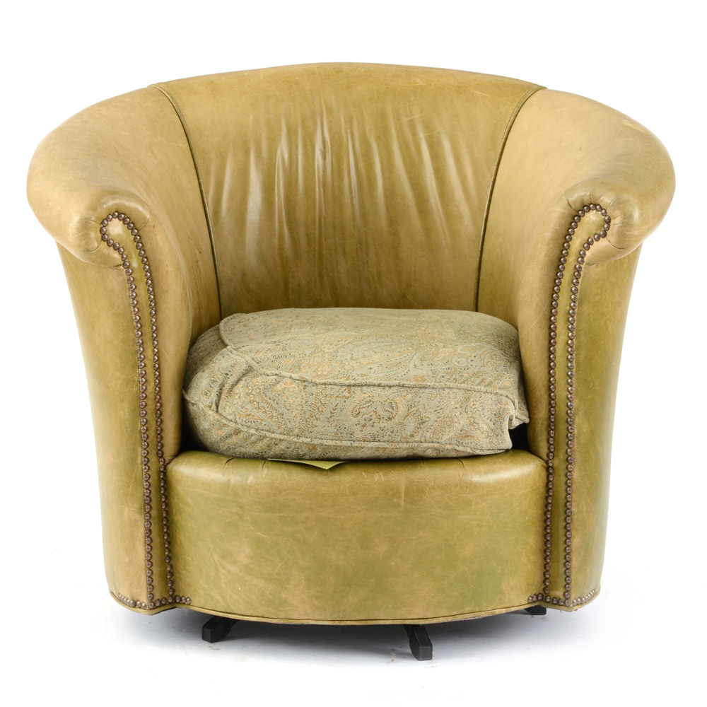 Vintage Leather Swivel Armchair