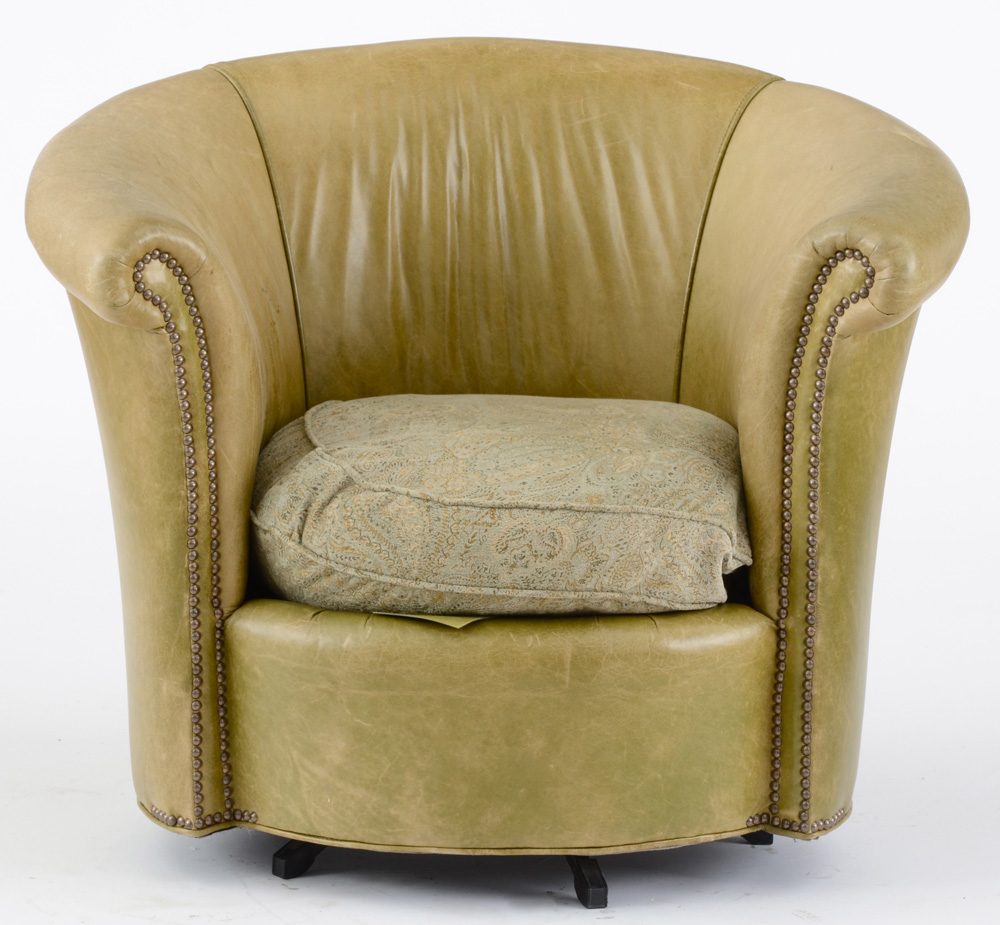 Vintage Leather Swivel Armchair