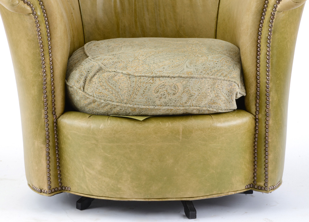 Vintage Leather Swivel Armchair