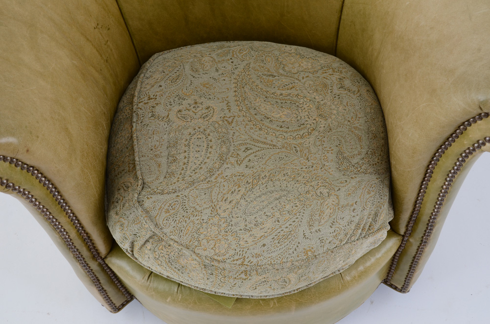 Vintage Leather Swivel Armchair