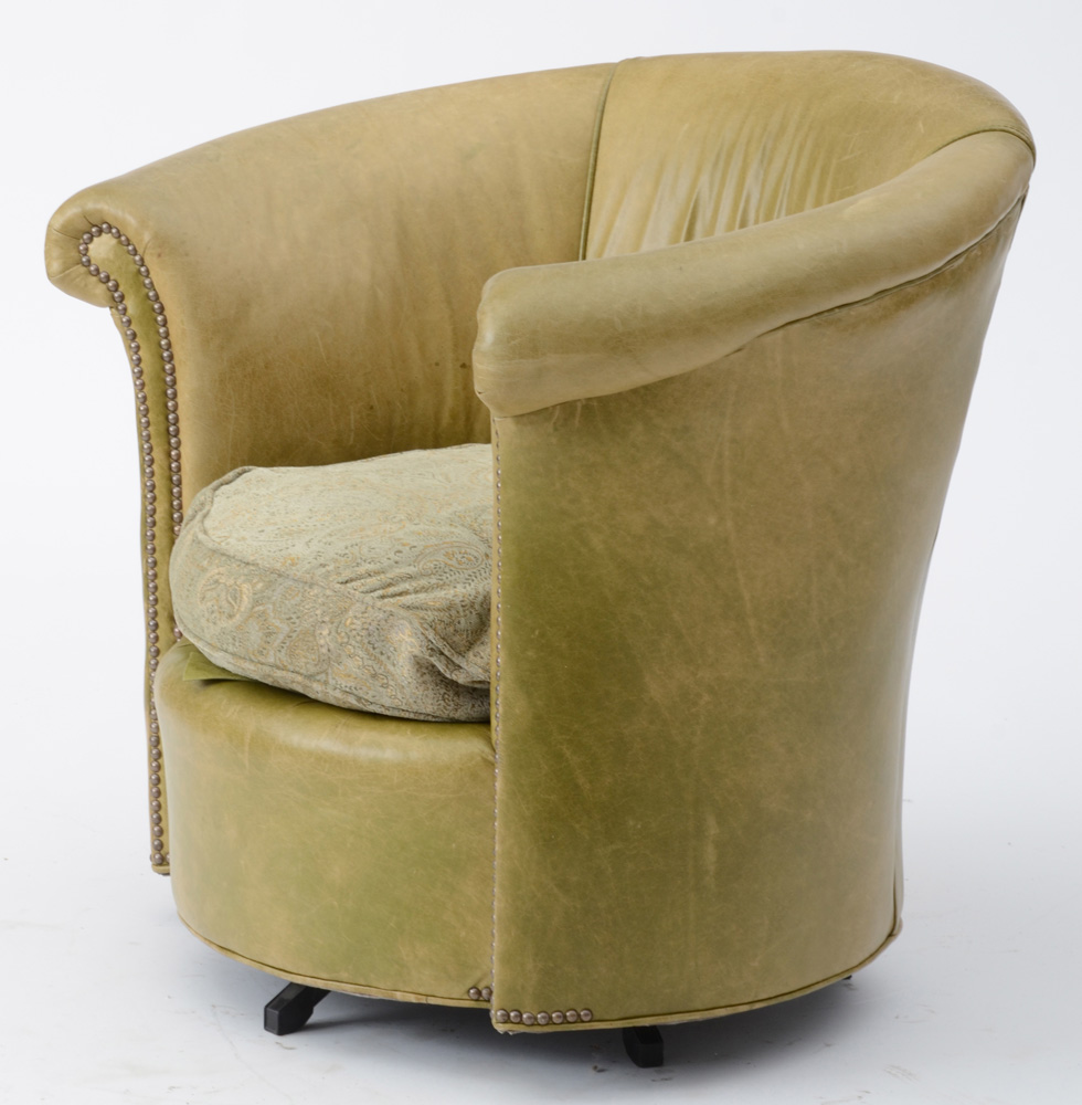 Vintage Leather Swivel Armchair