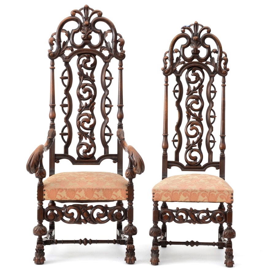 Pair of Hand-carved Walnut Chairs