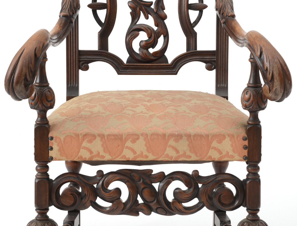 Pair of Hand-carved Walnut Chairs