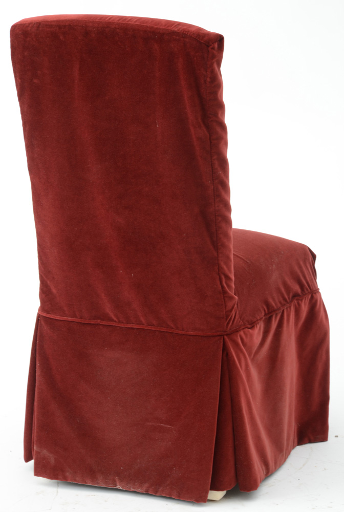 Pair of Dining Chairs with Red Velvet Slip Covers