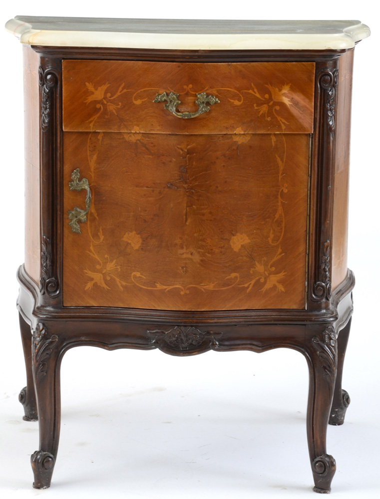 Pair of White Onyx Top Nightstands