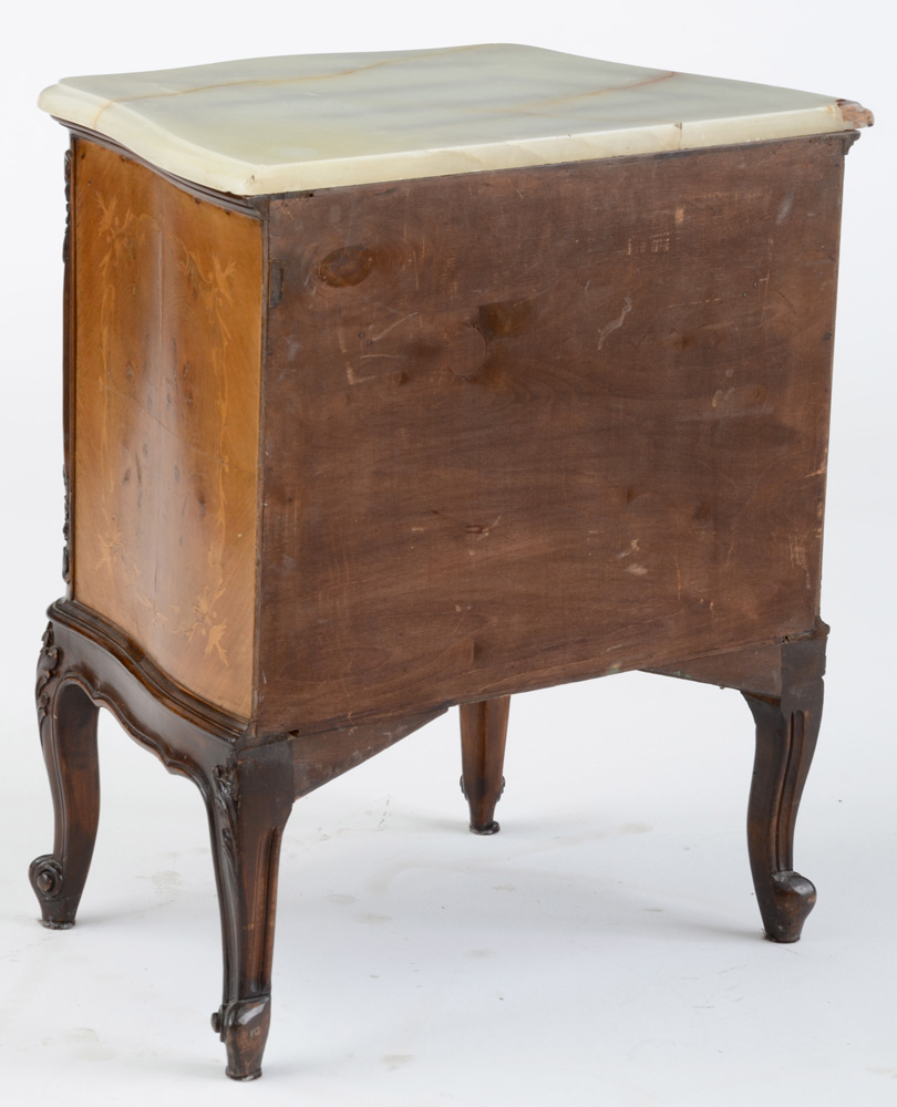 Pair of White Onyx Top Nightstands