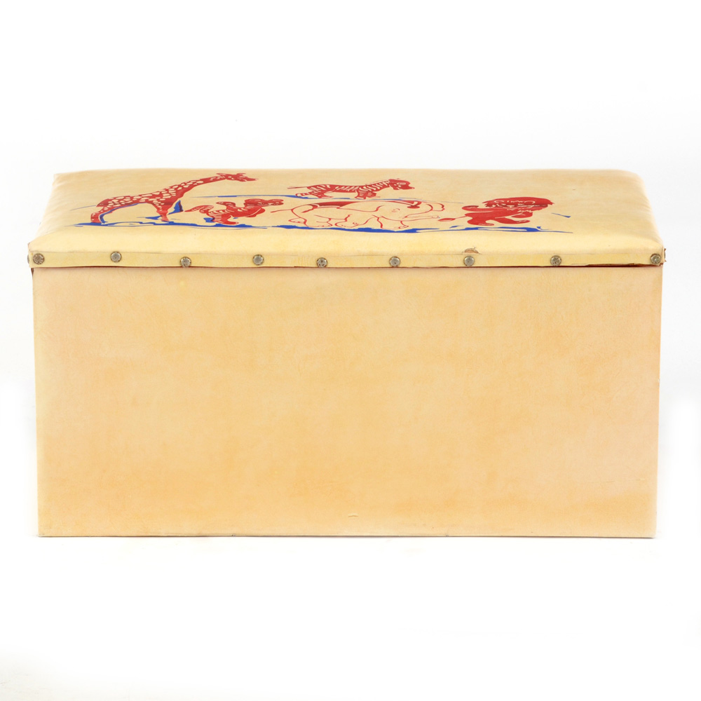 Wooden Toy Box with a Vinyl Animal Themed Lid