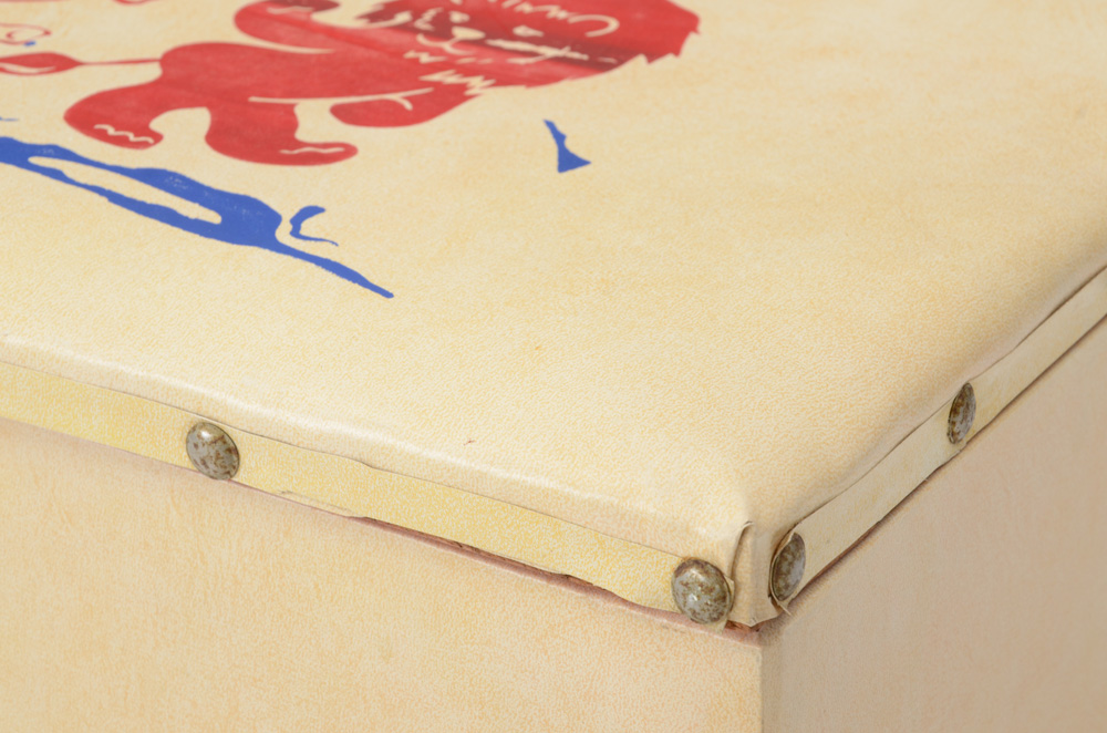 Wooden Toy Box with a Vinyl Animal Themed Lid