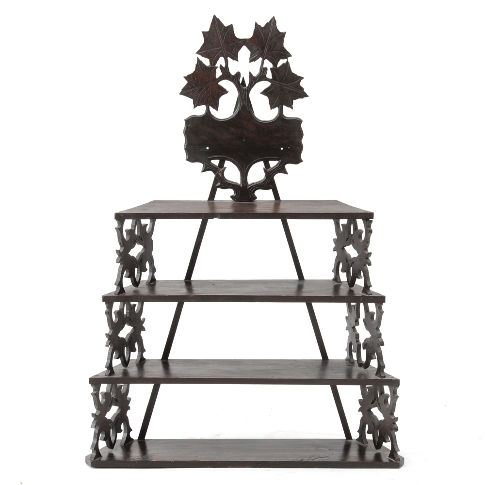 Vintage Carved Wood Display Shelf