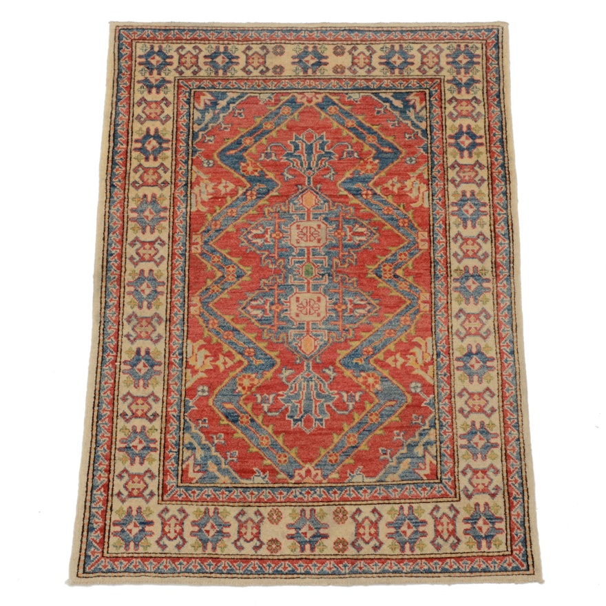 Caucasian Hand-Knotted Kazak Wool Area Rug