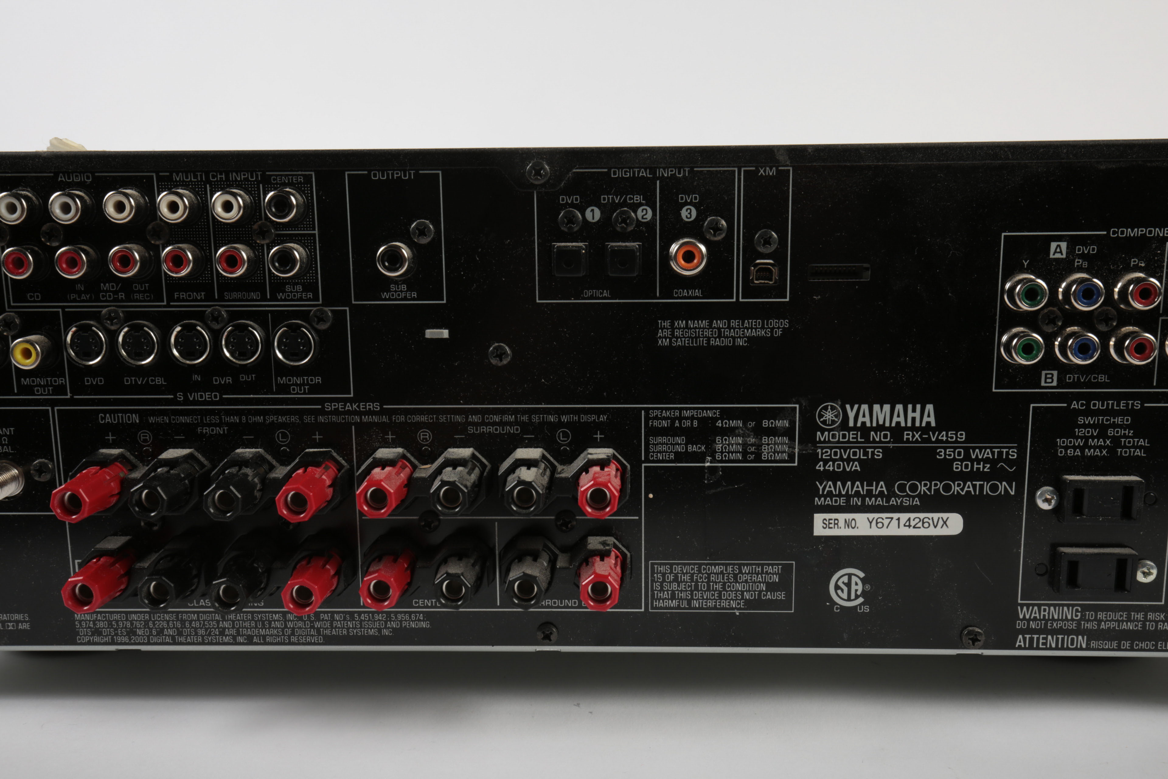 Yamaha Natural Sound AV Reciever RX V459