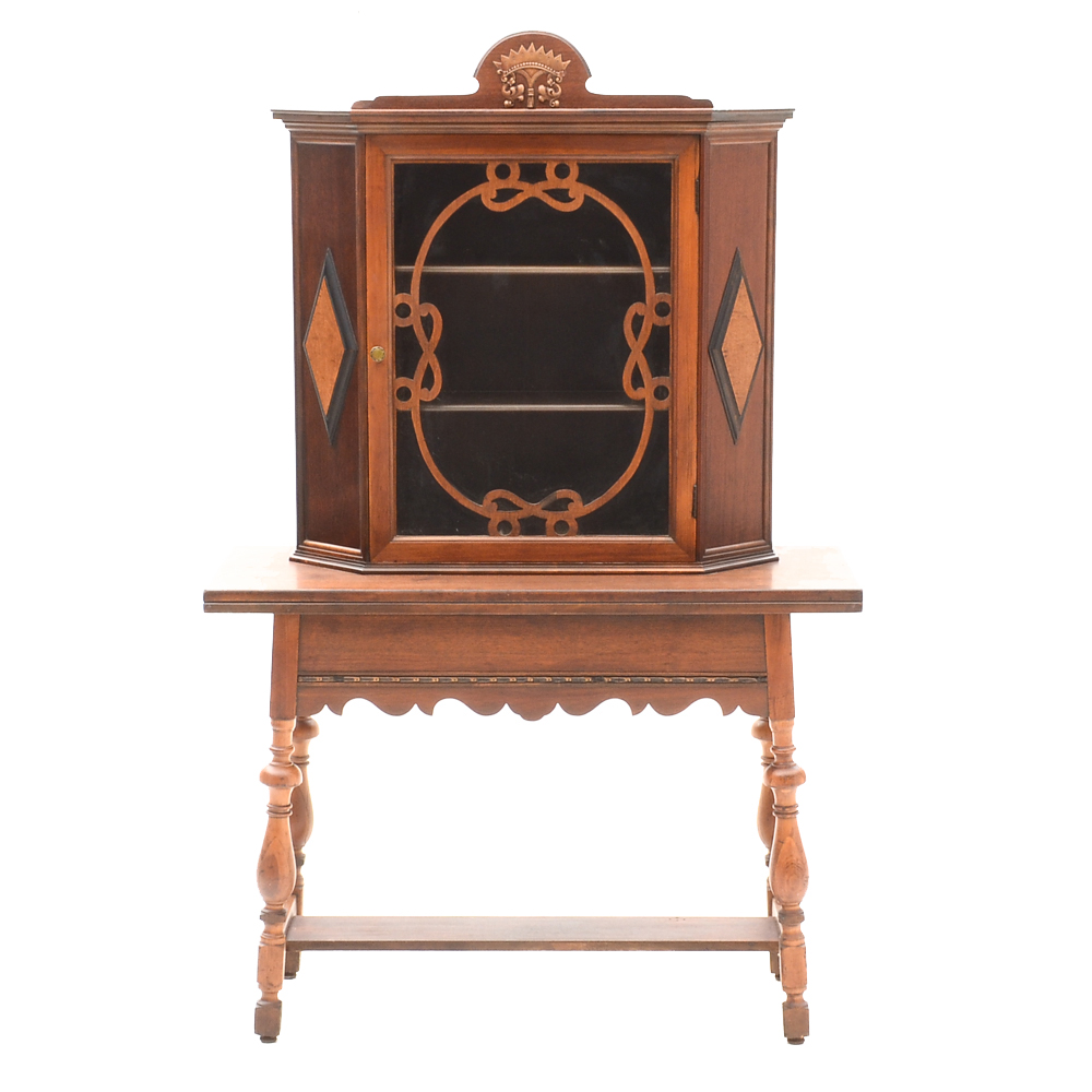 Jacobean Revival Cabinet-on-Table