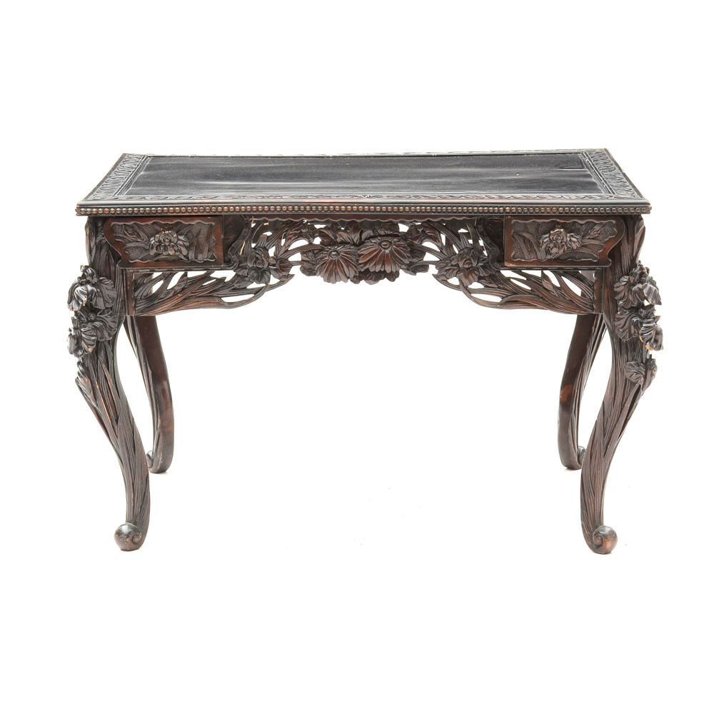 Ornate Carved Partner Desk