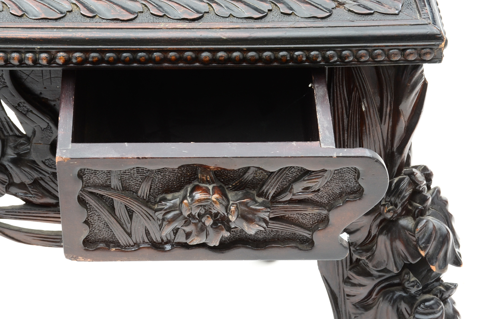 Ornate Carved Partner Desk
