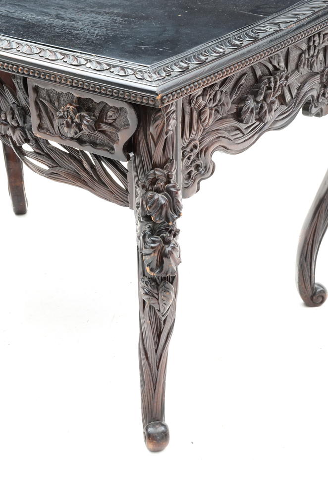 Ornate Carved Partner Desk