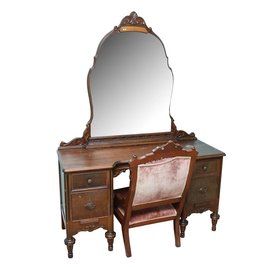 Vintage Victorian Style Vanity with Eastlake Chair