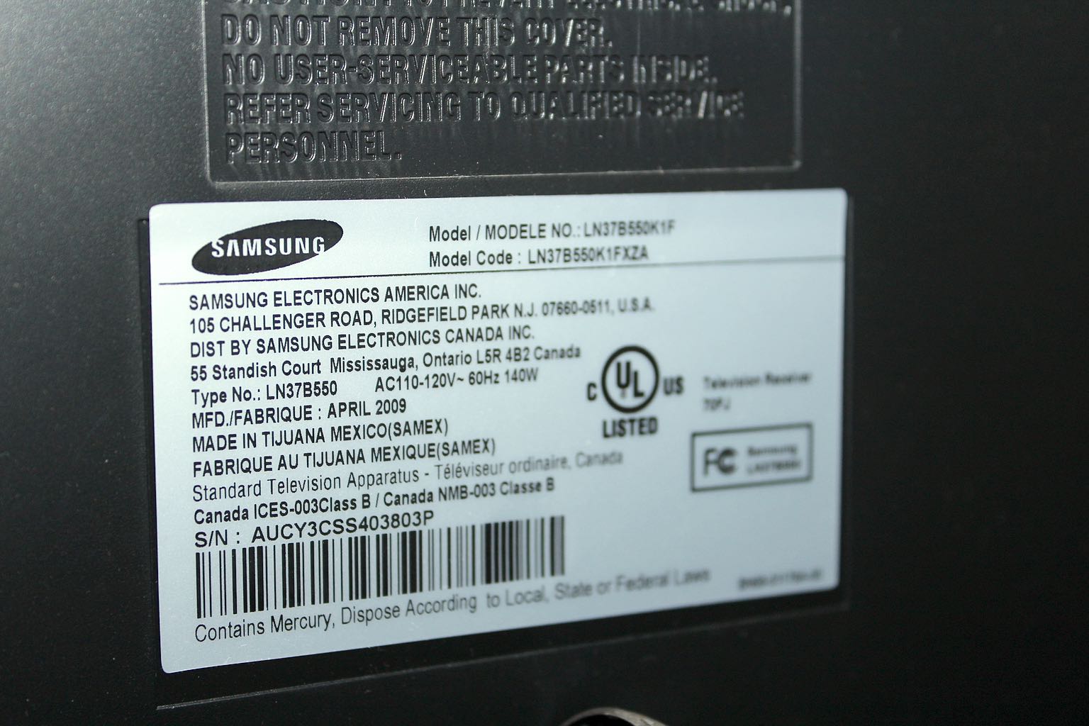 Samsung Series 5 550 LCD Flat Screen TV + JVC DR-MV 150