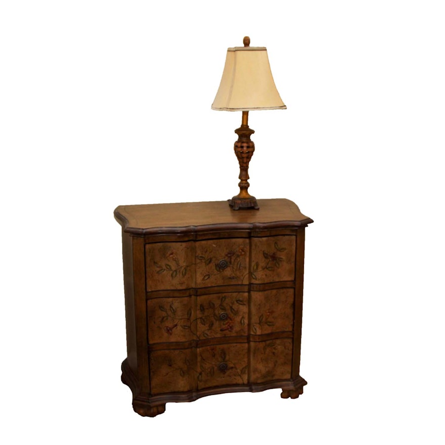 Decorative Painted Chest and Lamp