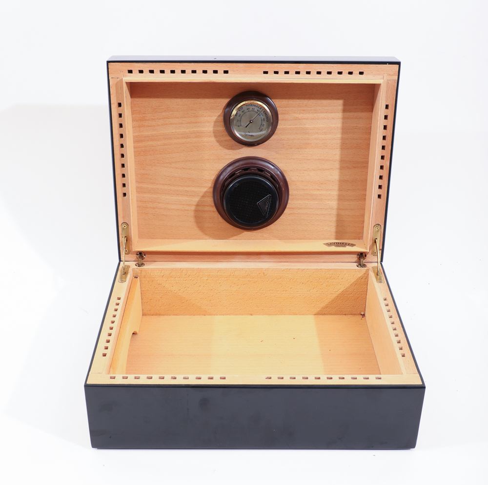 Pair of Cigar Accessories including Savinelli 1876 Wood Humidor