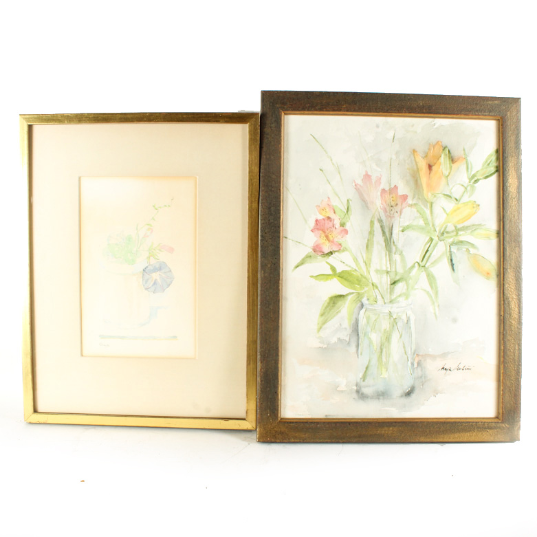 Pair of Framed Watercolors Featuring Irving Block